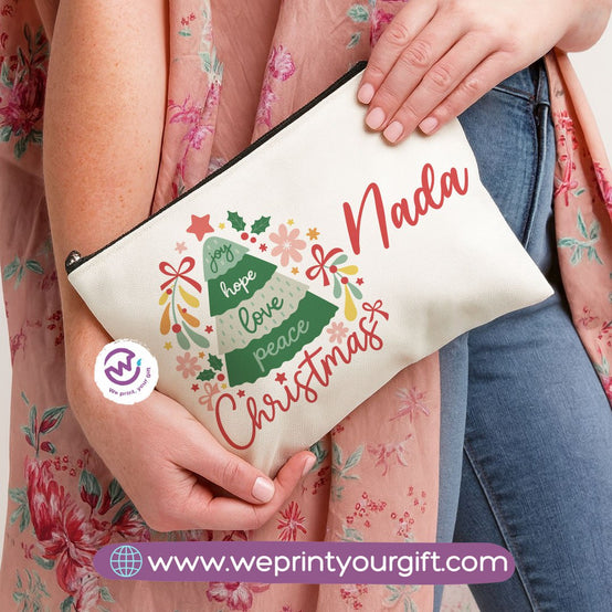 Christmas Makeup Bag & Pencil Case – Premium Cotton Pouch (23×17 cm)