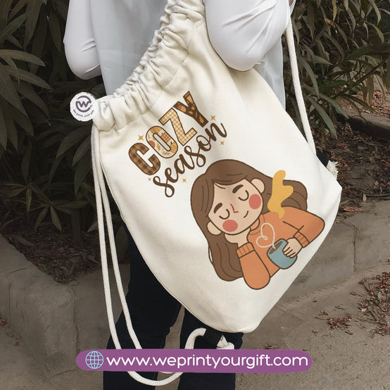 Winter & Retro Drawstring Backpack – Vintage-Inspired Cozy Designs