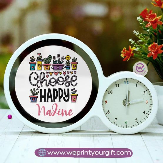 Round Magic Mirror with Clock – Personalized Motivational Design
