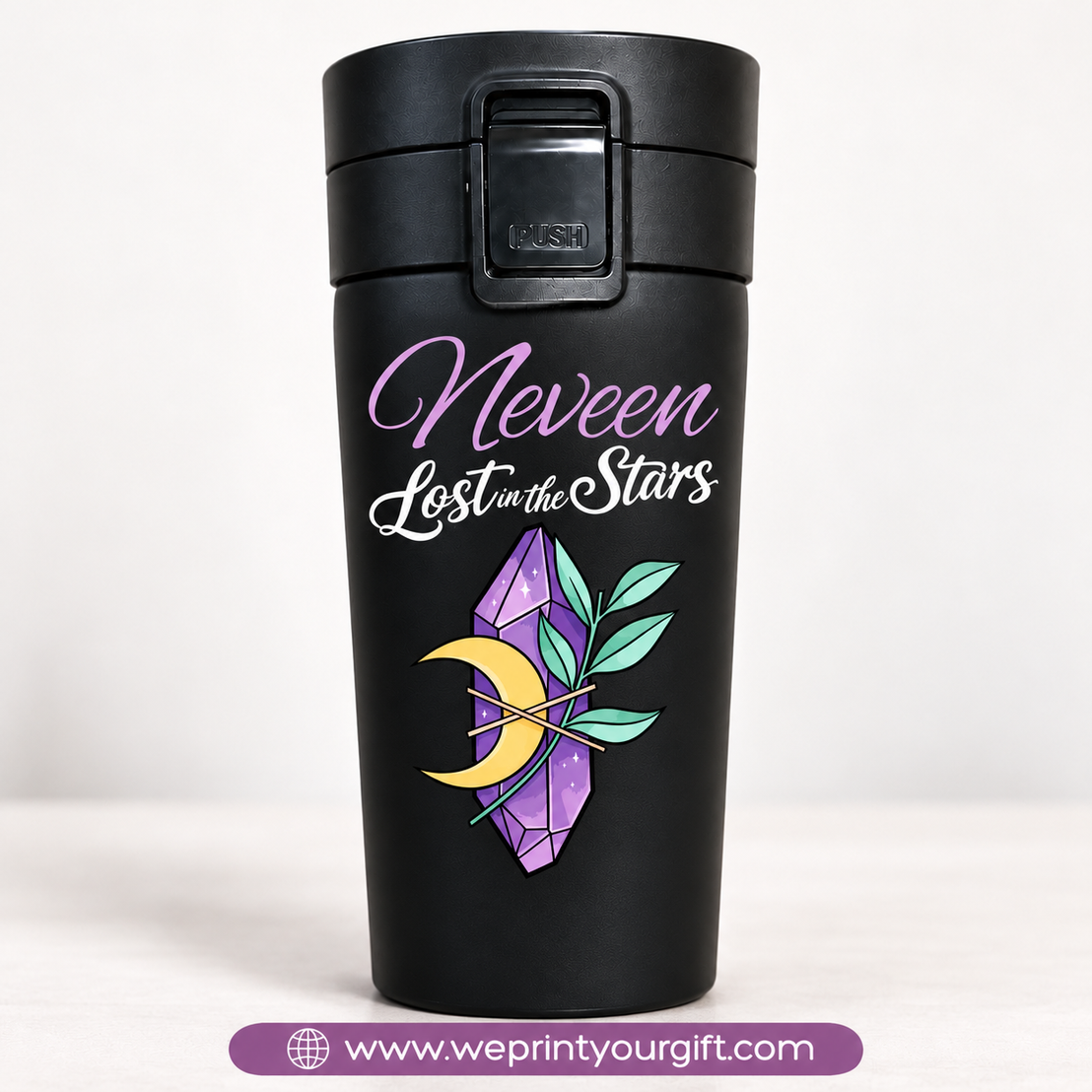 Purple Motivational Black Thermal Mug 500ml