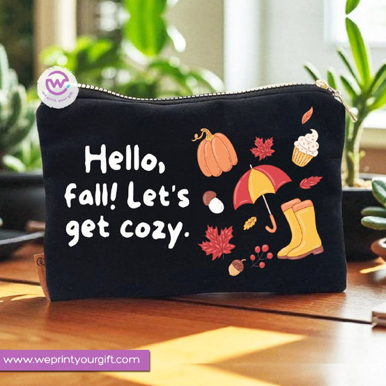 Autumn Theme Makeup Bag & Pencil Case – Cozy Cotton Pouch with Fall Designs