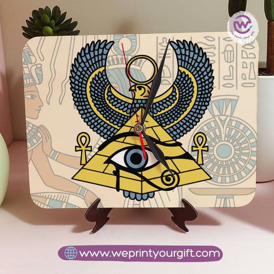 Pharaonic Wooden Table Clock – Egyptian Heritage Edition