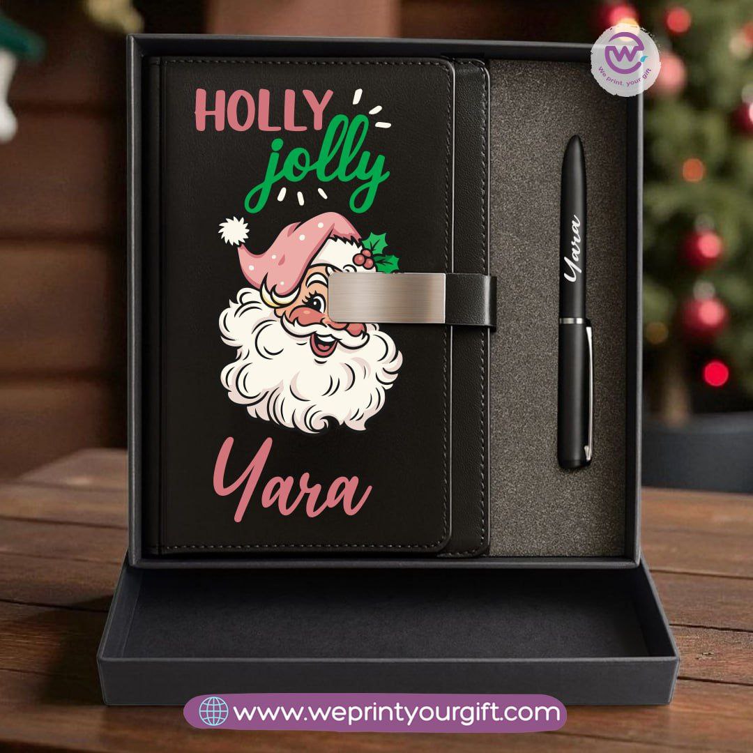 Christmas Leather Gift Box – Personalized Notebook & Engraved Pen