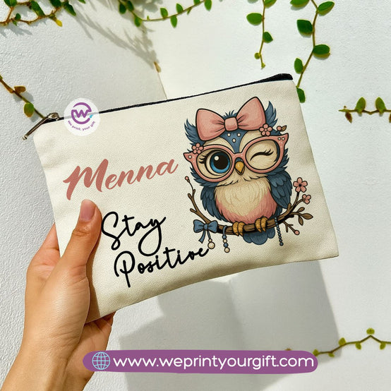 Cute Owl Makeup Bag & Pencil Case – Premium Cotton Pouch with Adorable Designs