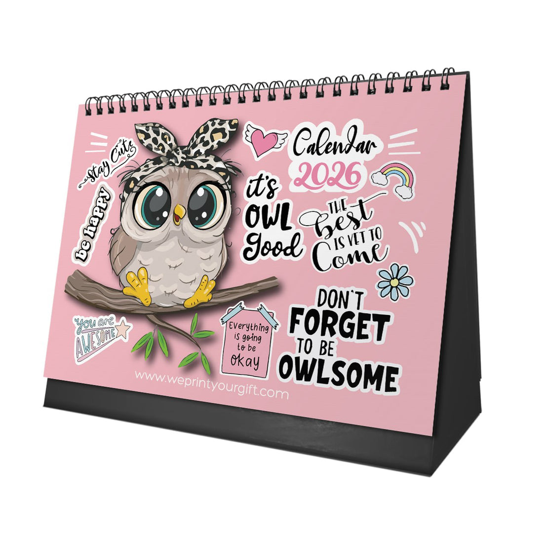 Cute Owl Desk Calendar 2026