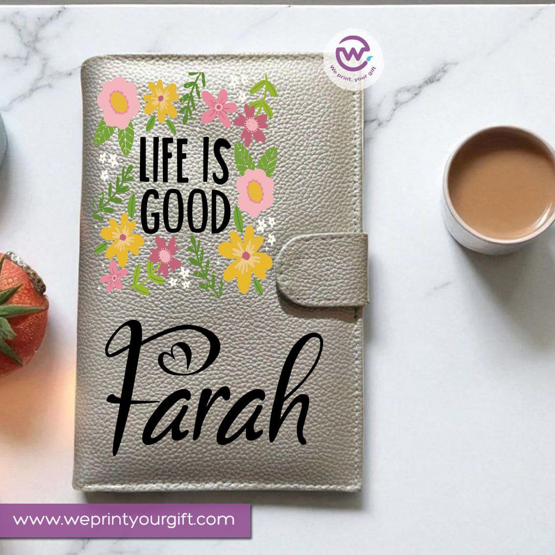 Leather Wallet for Women-Silver-Floral