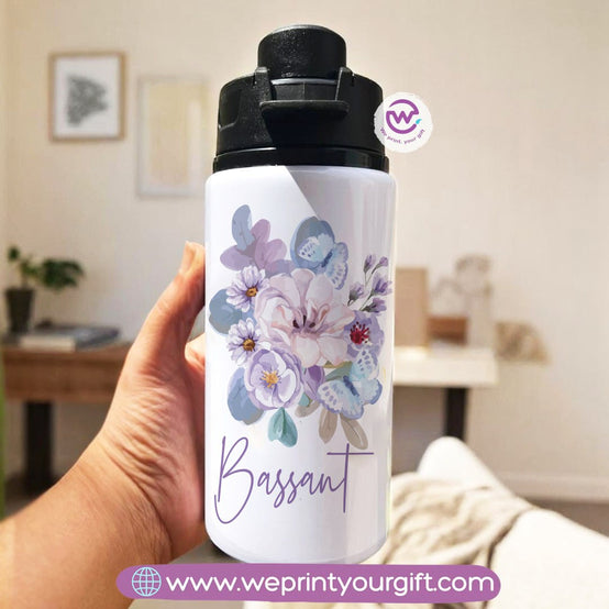 Water bottle with name- Floral