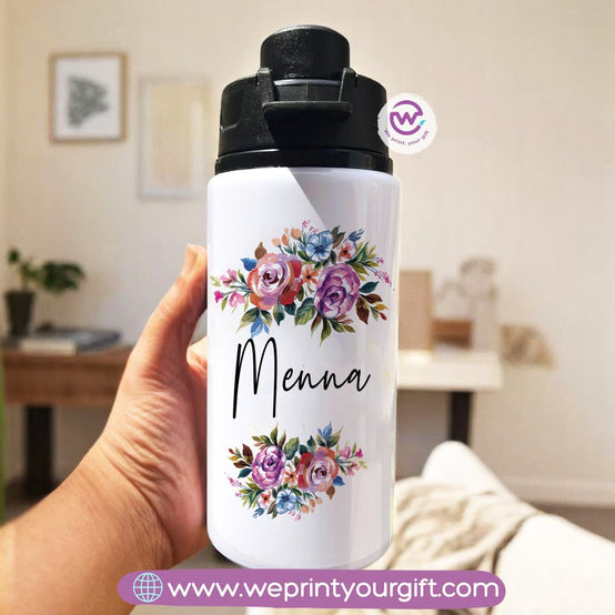 Water bottle with name- Floral