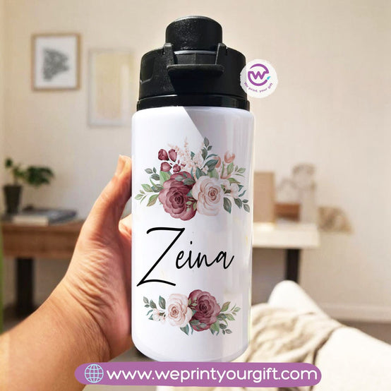 Water bottle with name- Floral