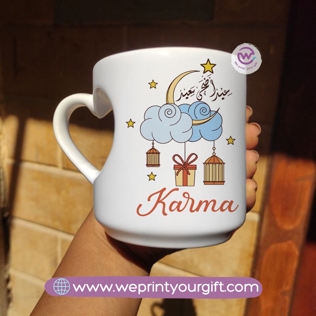 كوب مطبوع - كوب بمقبض قلب - عيد