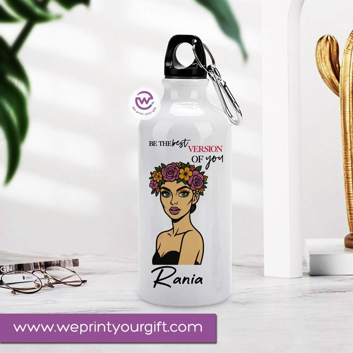 Custom water bottle- Floral-Names