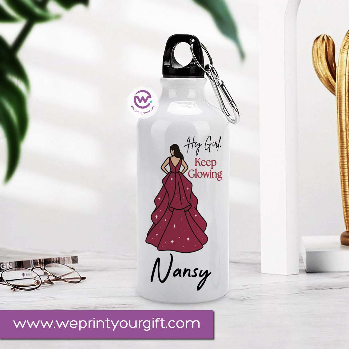 Custom water bottle- Floral-Names