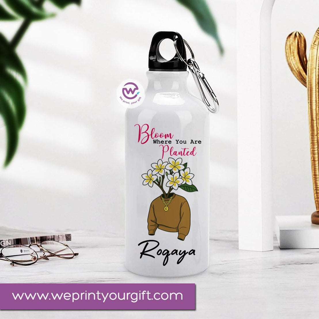 Custom water bottle- Floral-Names