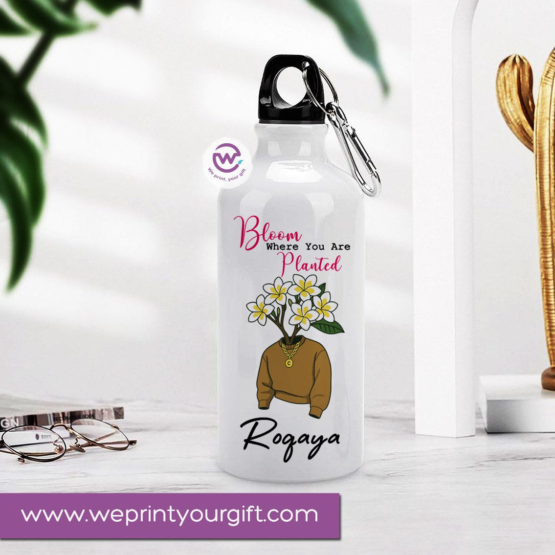 Custom water bottle- Floral-Names