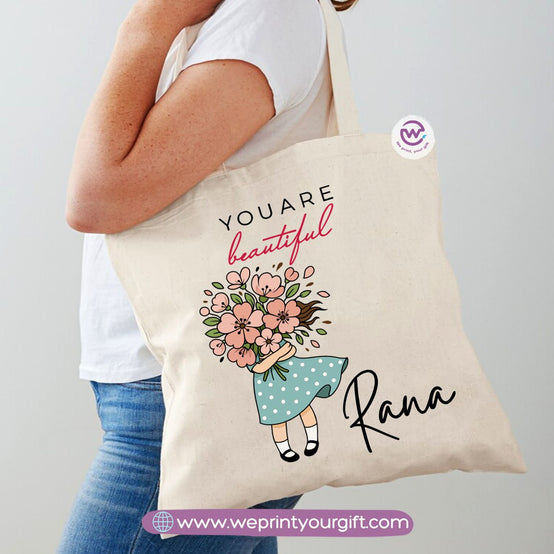 حقيبة تسوق نسائية - أزهار - أسماء