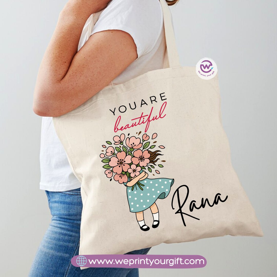 حقيبة تسوق نسائية - أزهار - أسماء