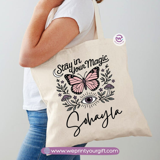 حقيبة تسوق نسائية - أزهار - أسماء