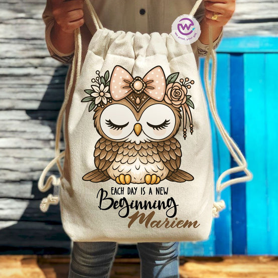 Drawstring Bag- Owl -Names