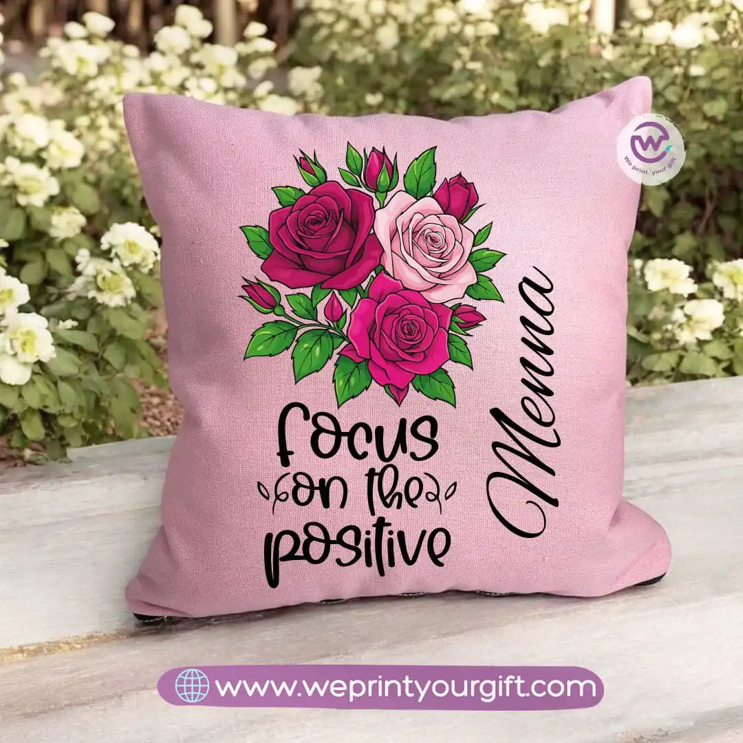 Square pillow- Motivation- Floral
