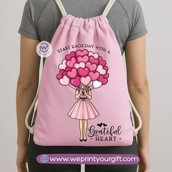 Drawstring Bag-Motivation and floral