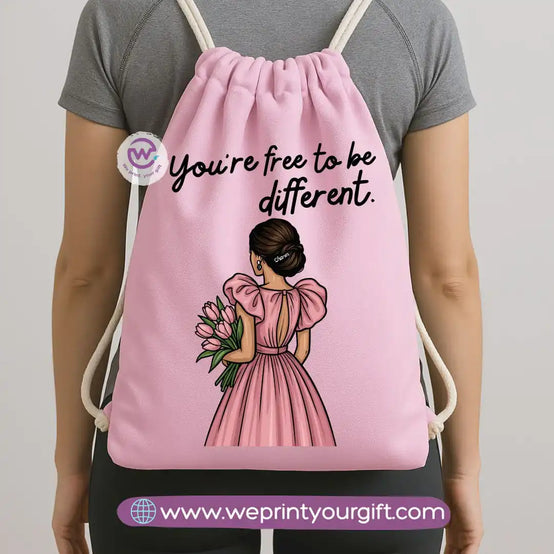 Drawstring Bag-Motivation and floral