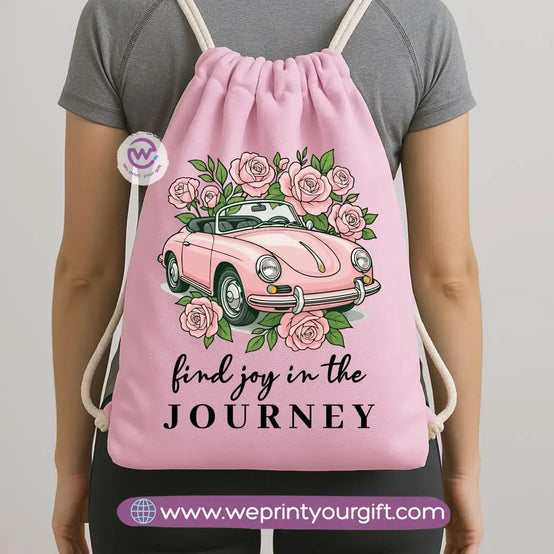 Drawstring Bag-Motivation and floral