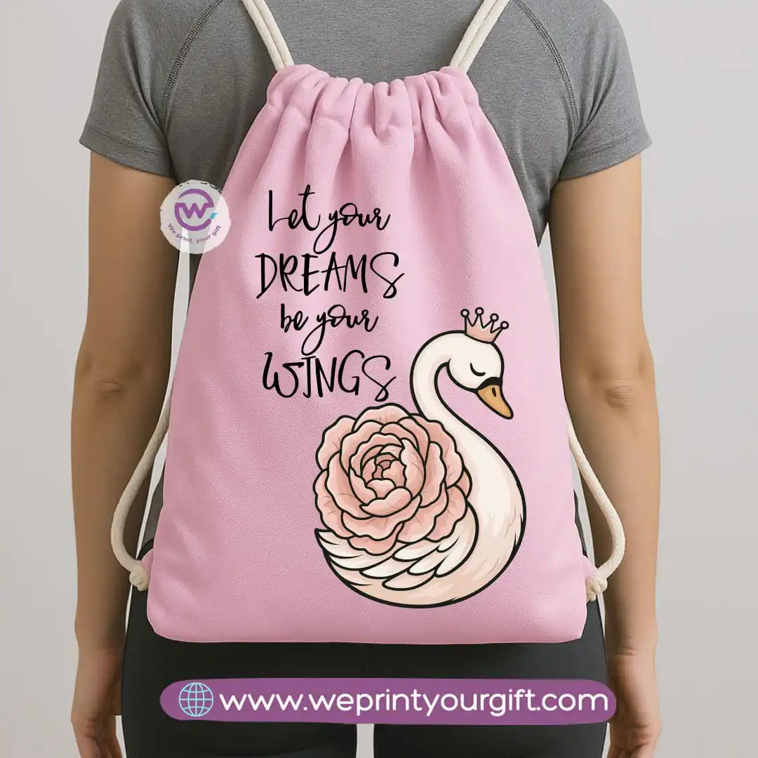 Drawstring Bag-Motivation and floral