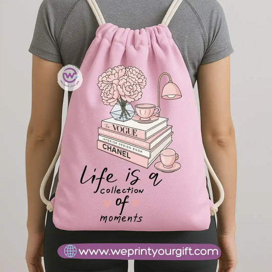 Drawstring Bag-Motivation and floral