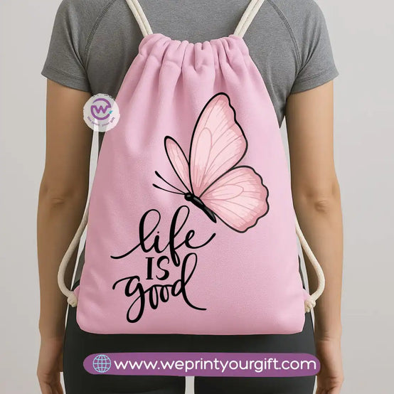 Drawstring Bag-Motivation and floral