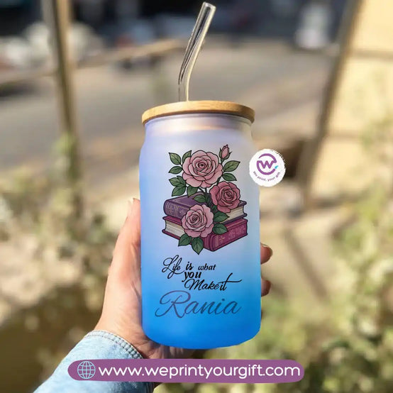 Frosted mug with straw- Motivation