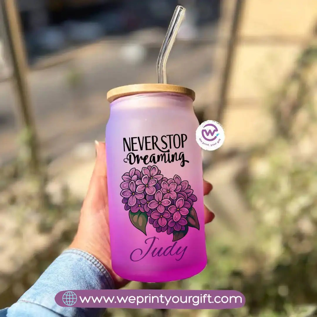 Frosted mug with straw- Inspirational quotes