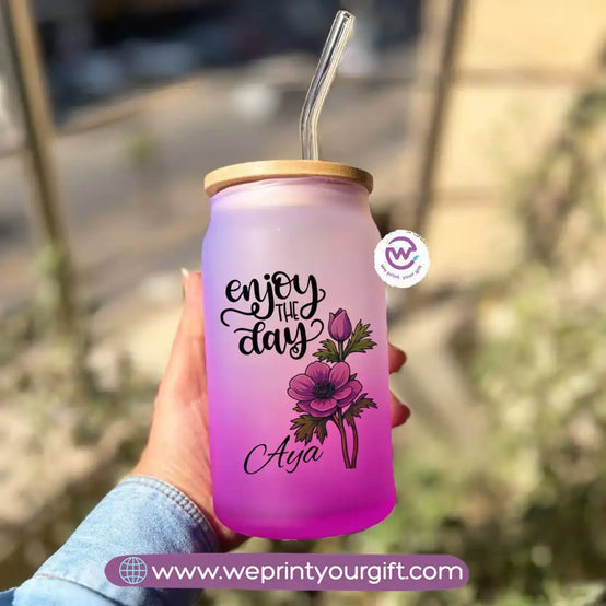 Frosted mug with straw- Inspirational quotes