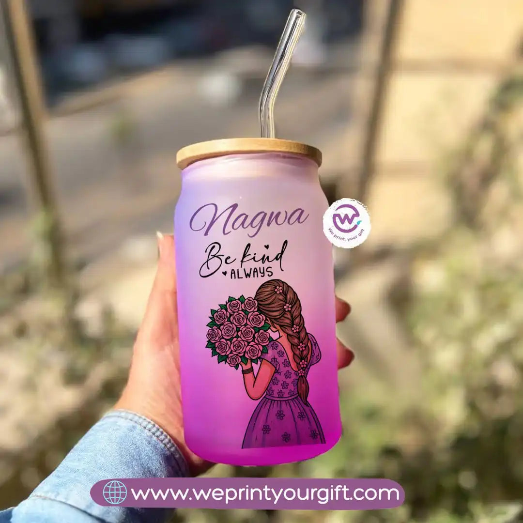 Frosted mug with straw- Inspirational quotes