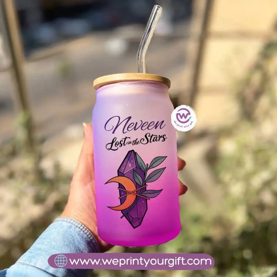 Frosted mug with straw- Inspirational quotes