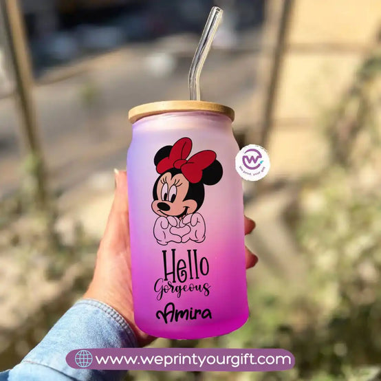 Frosted mug with straw- Disney