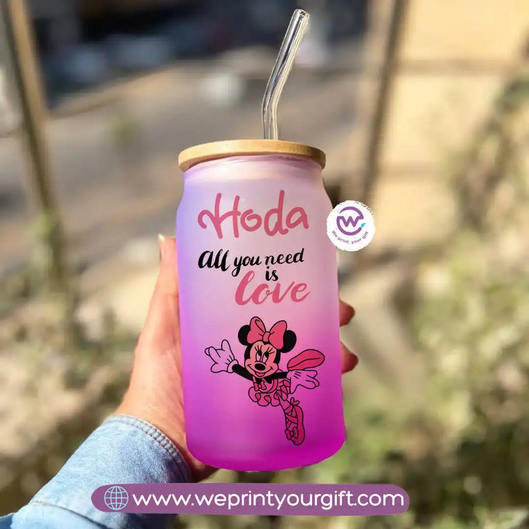 Frosted mug with straw- Disney