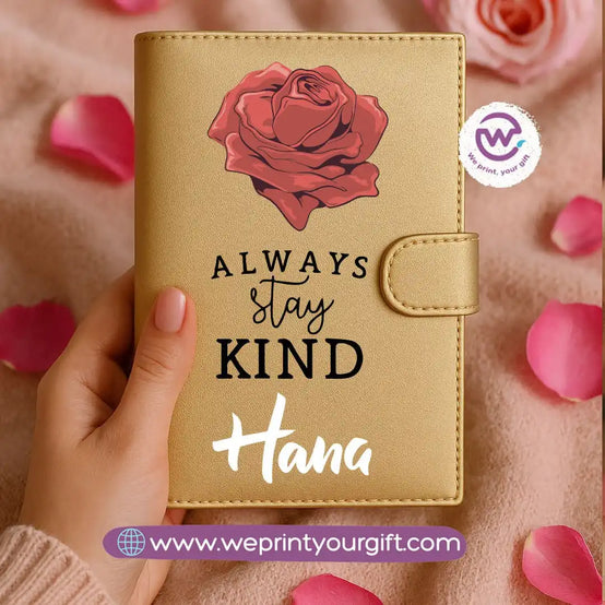 Leather wallet for women-Gold-Floral