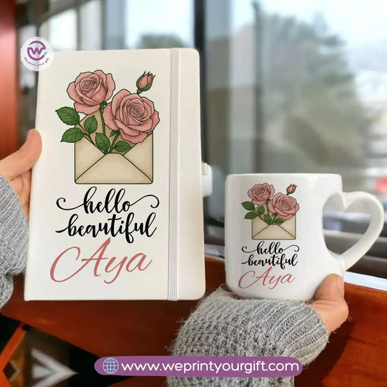 Motivation Set ( Heart handle mug +Notebook)