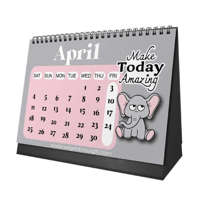 Cute Elephant Desk Calendar 2026