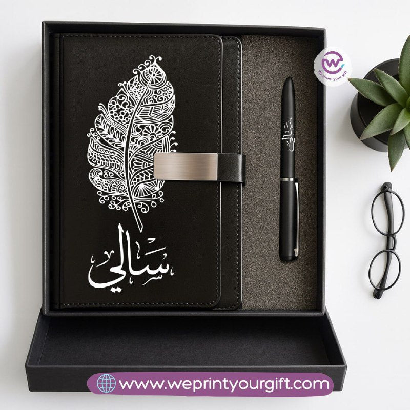 Personalized One Line Art Gift Box – Custom Name Notebook & Engraved Pen
