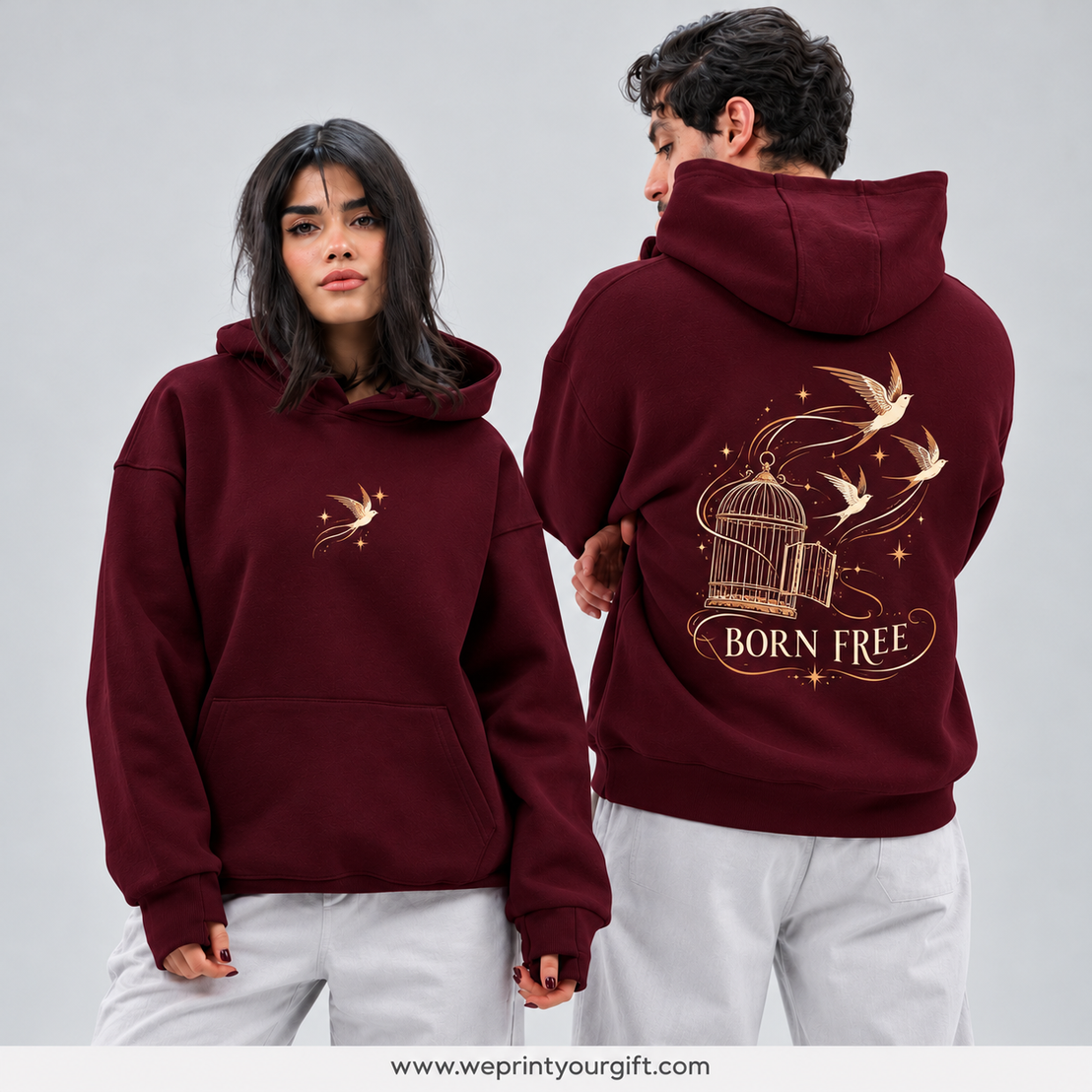 Unisex "Born Free" Hoodie - Premium Melton Cotton