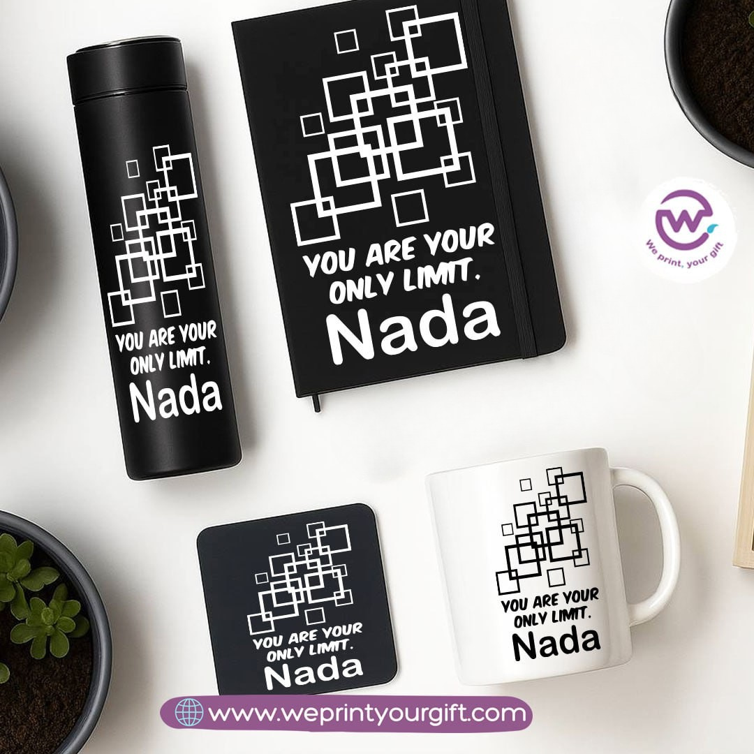 Personalized Motivational Gift Set with Name – 4 Pieces (Black Edition)