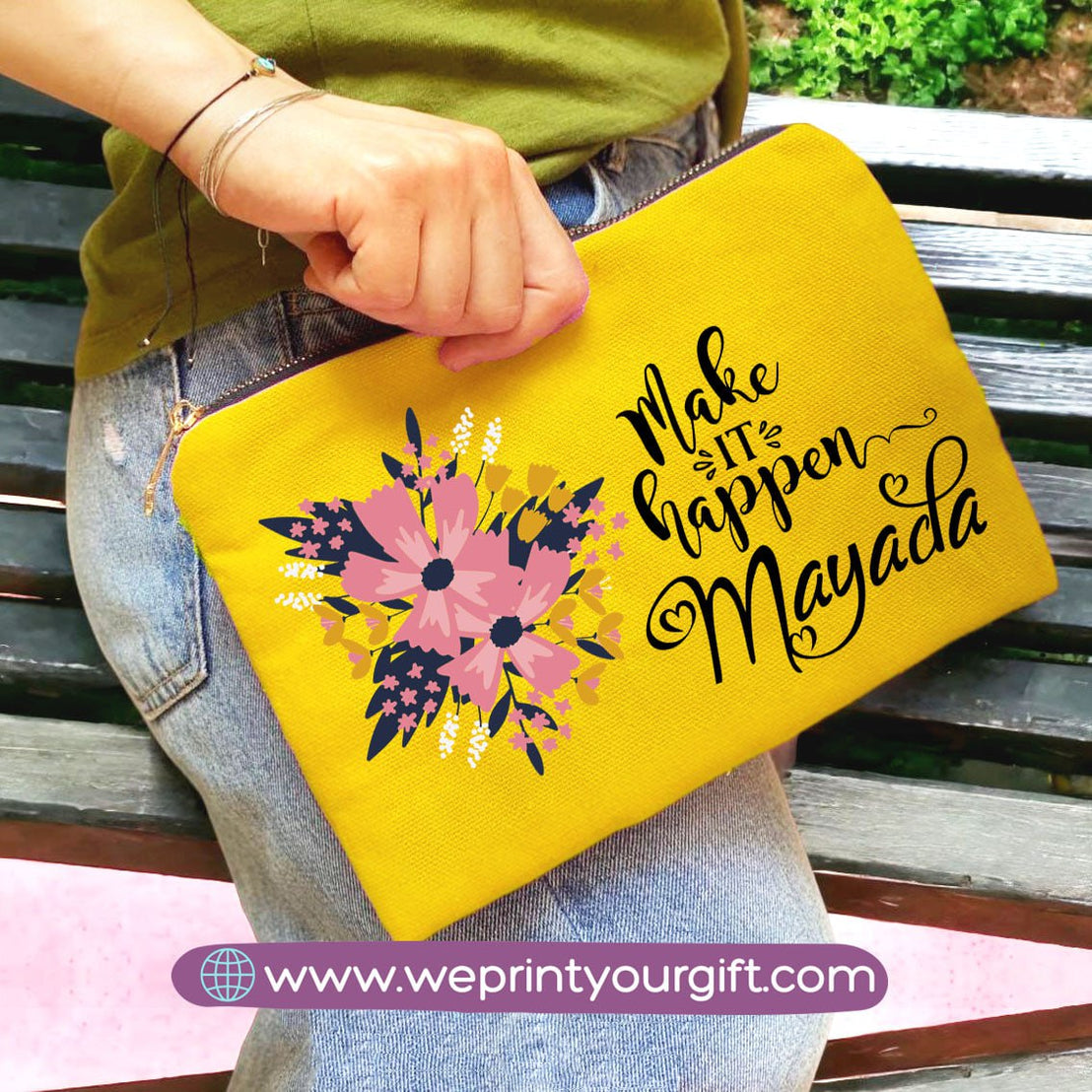 Fabric makeup case- English quotes