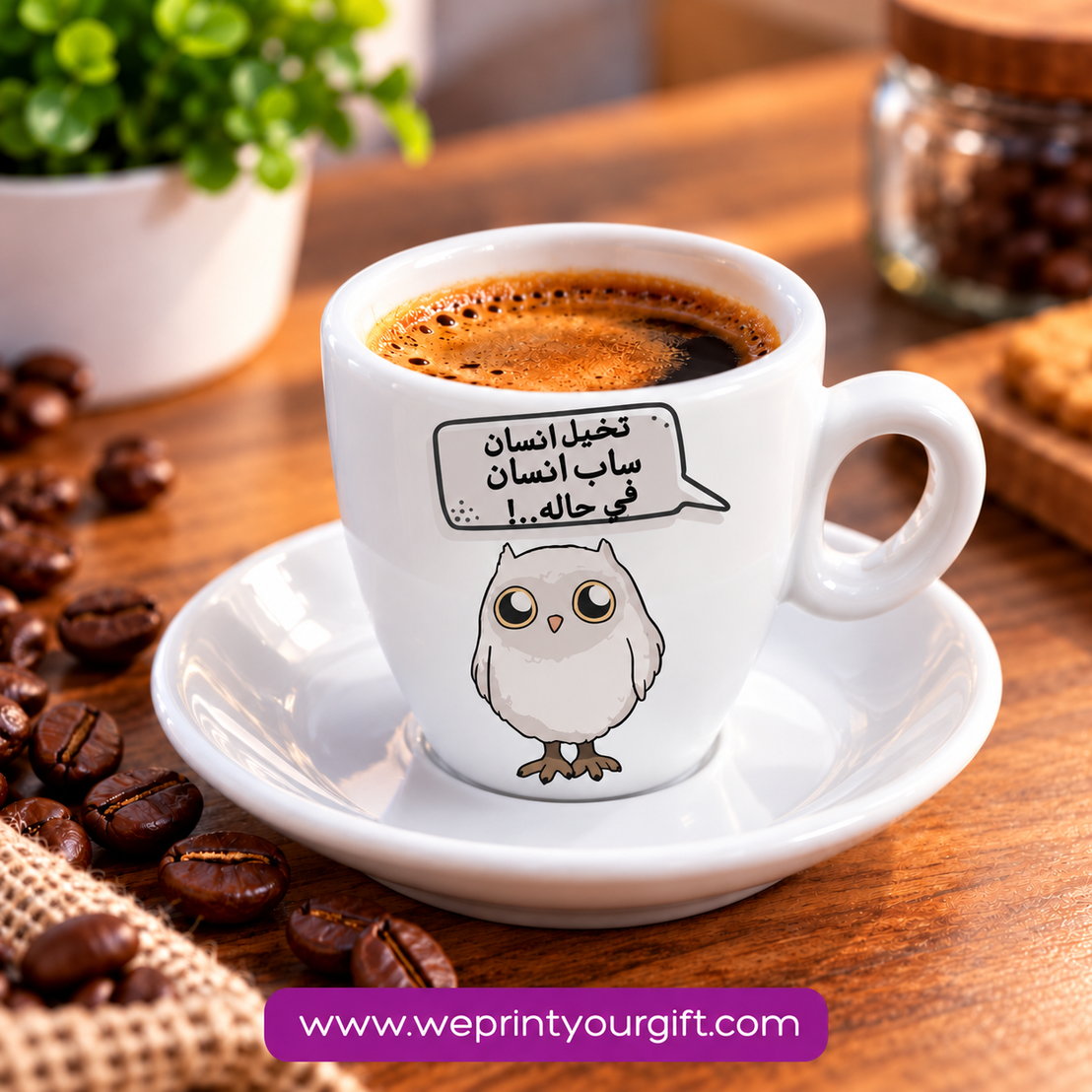 Cute Owl Ceramic Espresso Cups with Saucers – Adorable & Funny Owl Designs