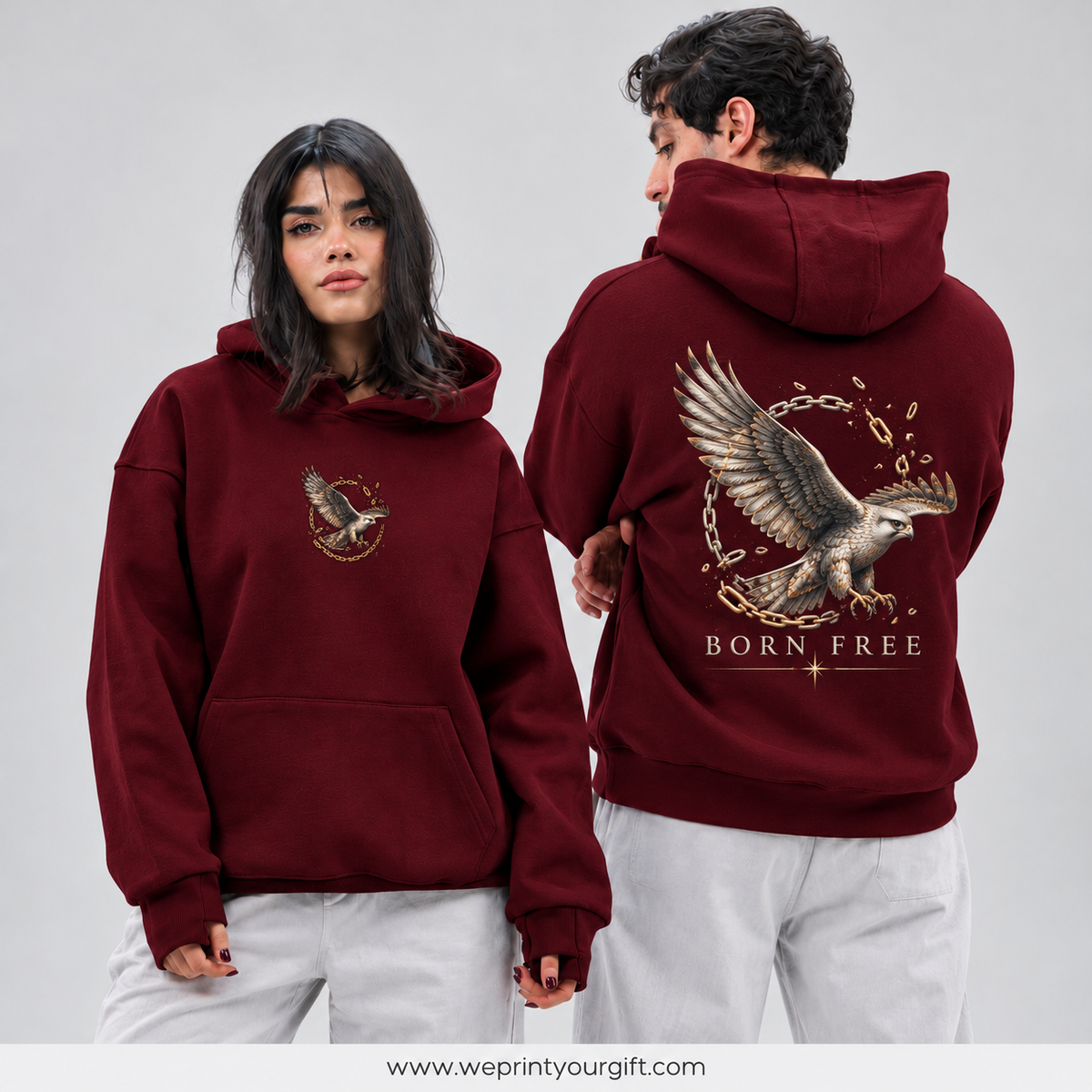 Unisex "Born Free" Hoodie - Premium Melton Cotton