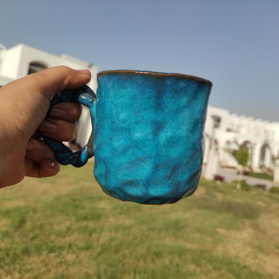 Blue Cloud Handmade Pottery Mug – 300 ml - Customization Options