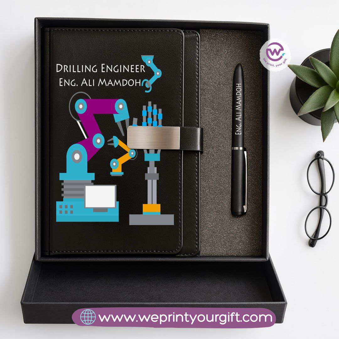 Personalized Leather Notebook & Engraved Pen Gift Box – Career Collection