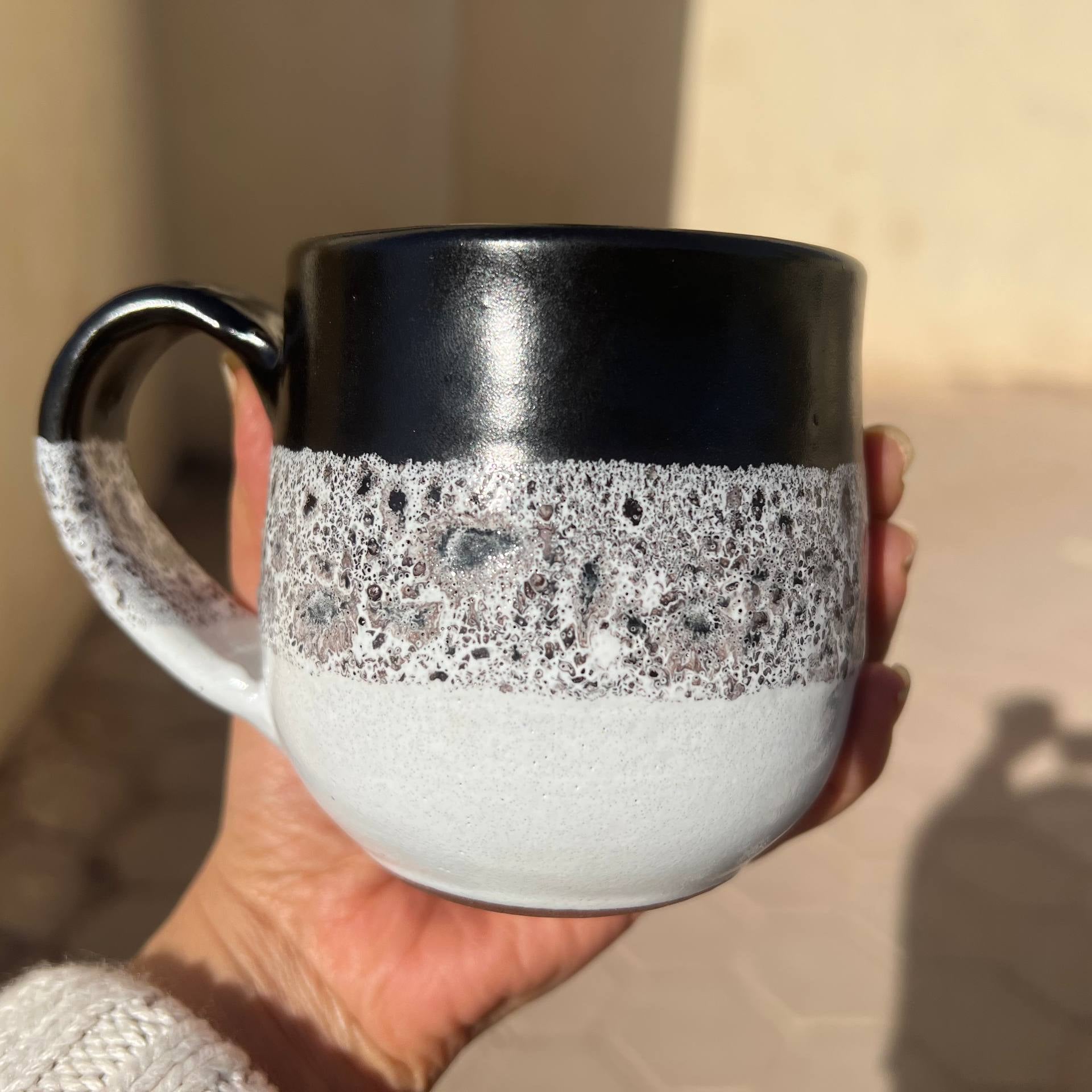 Black & White Handmade Pottery Mug – Customization Options
