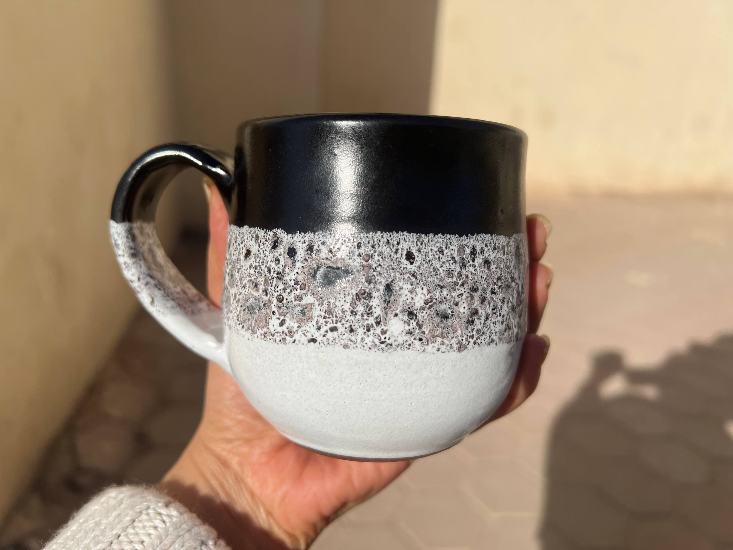 Black & White Handmade Pottery Mug – Customization Options