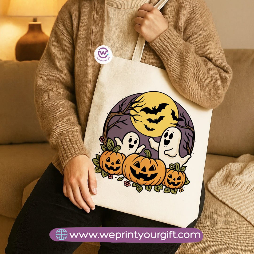 Halloween Canvas Tote Bag – Spooky Egyptian-Inspired Designs | Heavy Canvas Fabric